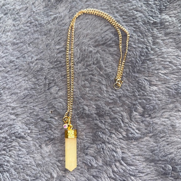 Handcrafted Gold Aventurine Pendant 16”Necklace - Picture 2 of 2